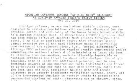 Michigan Ignores High-Risk Prisoners as COVID-19 Ravages — Prison Journalism Project