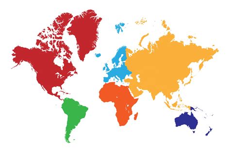 mapa-múndi de alta resolução com o continente em cores diferentes. 3331185 Vetor no Vecteezy