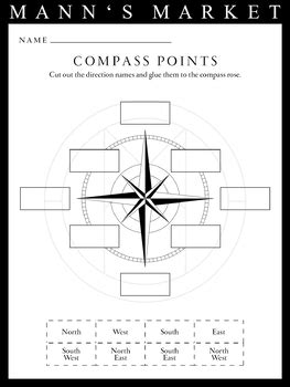 Compass Rose Cutout Worksheet by Mann's Market | TpT