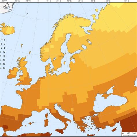 Surface temperature map for Europe created with information from the... | Download Scientific ...