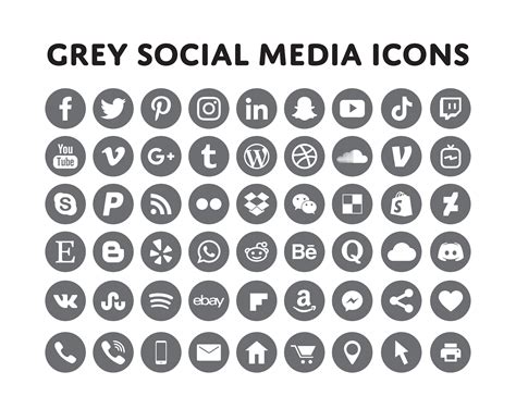 Grey Social Media Icons Bundle Over 200 Gray Social Media - Etsy Singapore