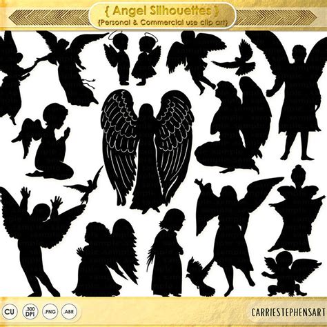 Angel Clip Art, Christian Angel Wings PNG Clipping Mask Silhouettes ...