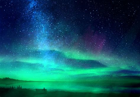 Download Star Night Lake Aurora Australis Fantasy Sky HD Wallpaper by mks