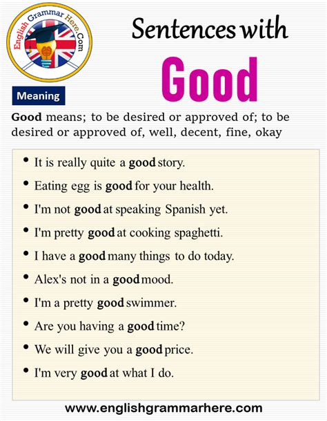 Sentences with Good, Meaning and Example Sentences - English Grammar Here