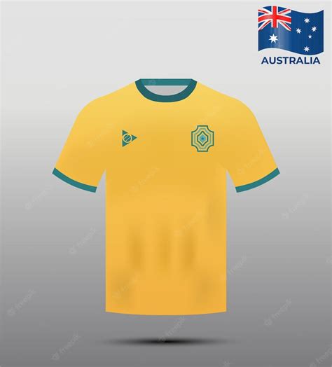 Premium Vector | Soccer home jersey for australia national team with front view