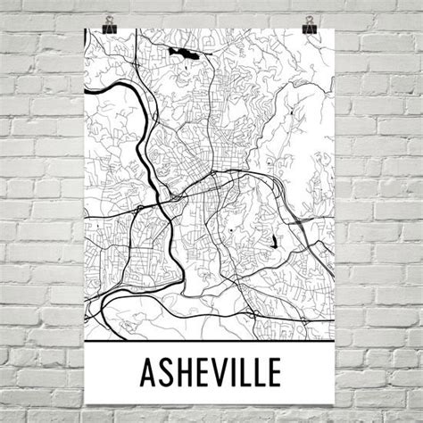 Asheville Street Map Poster - Wall Print by Modern Map Art