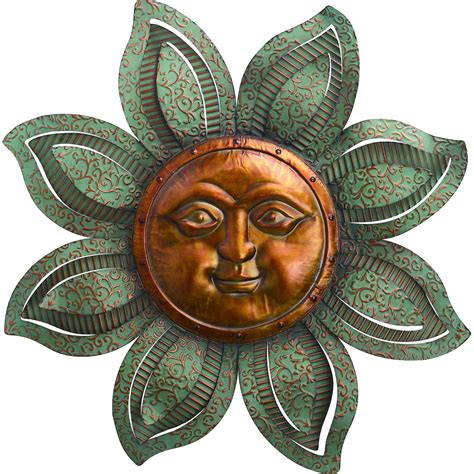 Contemporary Home Living 30" Bronze and Green Celestial Sun Face ...