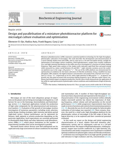 (PDF) Biochemical Engineering Journal