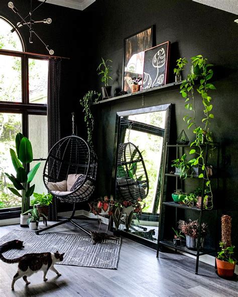 Black moody plant room by Djsbeercave | Apartment decor inspiration ...