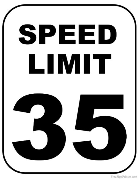 Printable 35 MPH Speed Limit Sign Sign