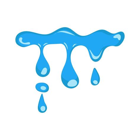 Cartoon blue dripping water drop and liquid icon. Shape water is splashing, flowing and water ...