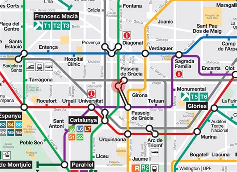 Passeig de Gracia station map - Barcelona metro