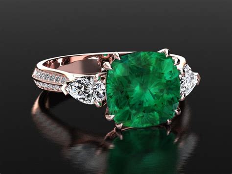 Emerald Engagement Ring Rose Gold Emerald Wedding Set - Etsy