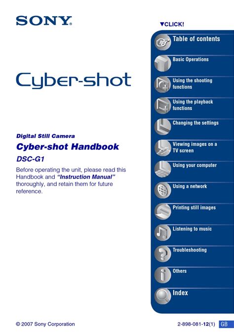 SONY CYBER-SHOT DSC-G1 HANDBOOK Pdf Download | ManualsLib