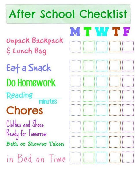 Free Printable After School Checklist And DIY Dry Erase Frame | School checklist, After school ...