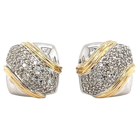 Diamond Gold Square Earrings at 1stDibs