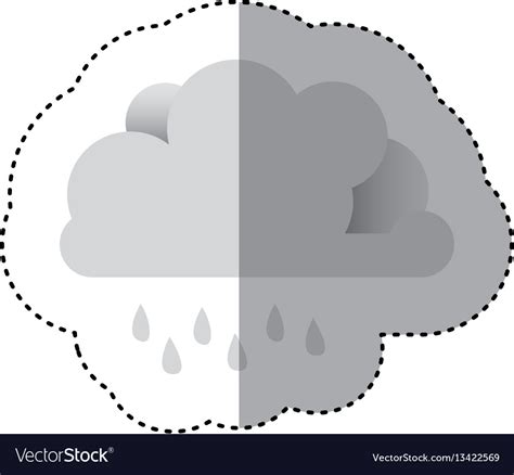 Color sticker of cloud with drizzle Royalty Free Vector