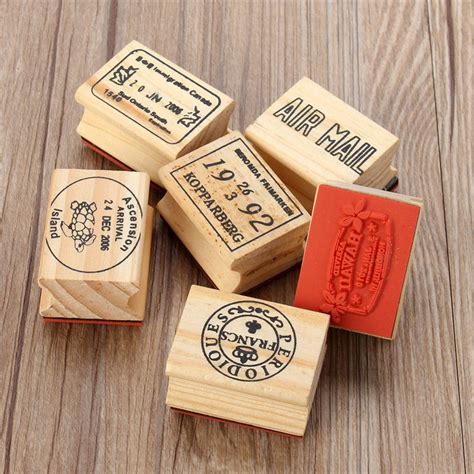 Retro Vintage Wooden Rubber Stamps (6pcs/set) – Pencil Box Factory