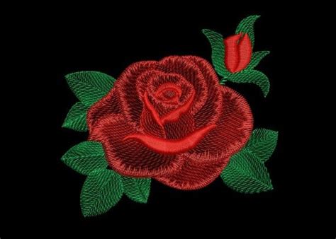 Machine Embroidery Design Red Rose flower Natural Embroidery