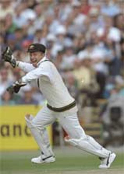 Ian Healy celebrates after stumping Mark Butcher at Old Trafford in the third Test between ...