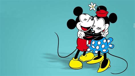 Minnie Mouse And Mickey Mouse With Long Tail In Blue Background HD ...