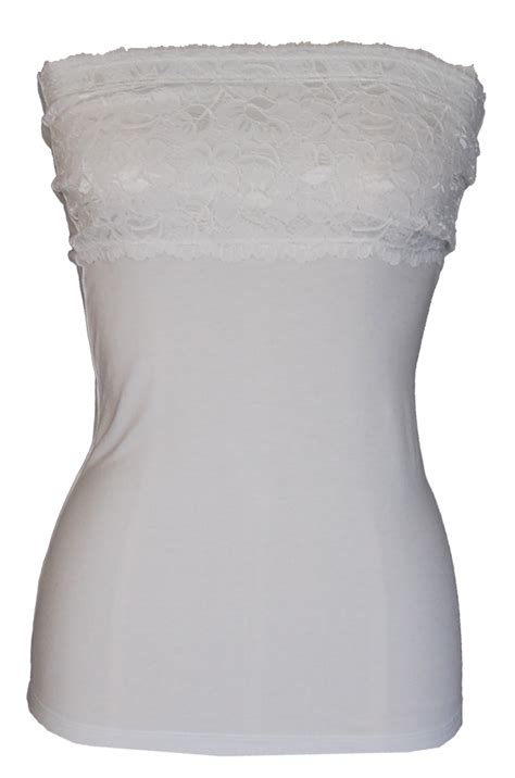 White Lace Strapless Tube Top