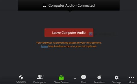 Your browser is preventing access to your microphone - Zoom error