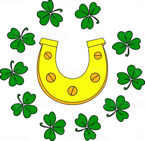 horseshoe st patrick's day. symbol for good luck. clover, shamrock 19940865 PNG