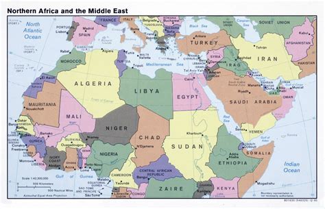 Large political map of North Africa and the Middle East - 1990 | North Africa | Africa ...