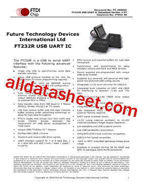 FT232R Datasheet(PDF) - Future Technology Devices International Ltd.