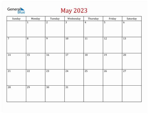 May 2023 Monthly Calendar (PDF, Word, Excel)