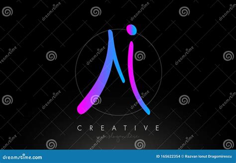 AI Artistic Brush Letter Logo Handwritten in Purple Blue Colors Vector Stock Vector ...