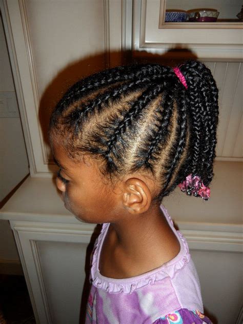 Cornrows into ponytail. | Kids hairstyles, Braids with weave, Hair styles