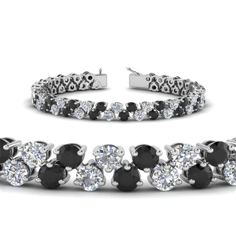 5.30 Carat Tennis Bracelet Women With Black Diamond In 14K White Gold ...