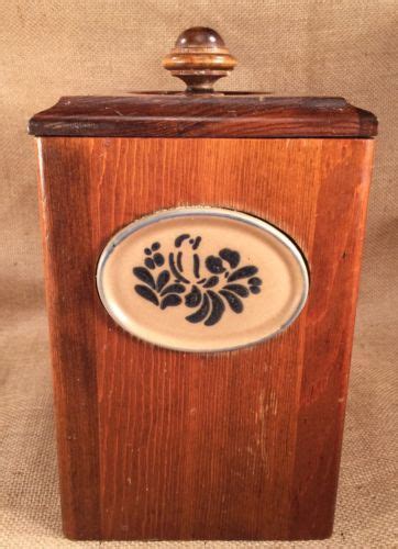 Vintage Pfaltzgraff Folk Art Wood Wooden Flour Sugar Canister w ...