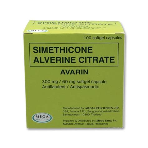 AVARIN Simethicone / Alverine Citrate 300mg / 60mg SoftGel Capsule 100's price in the ...