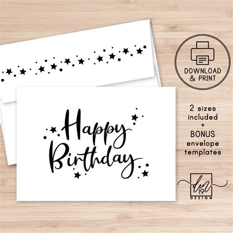 Happy Birthday Printable Card And Envelope / Instant Download | Etsy