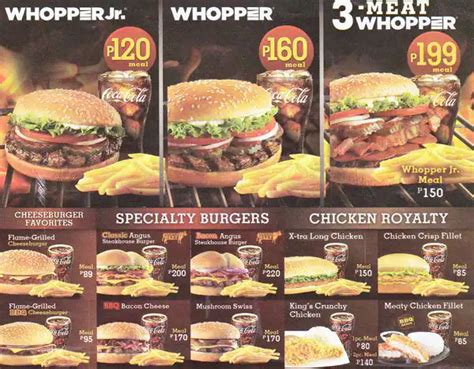 Burger King Menu, Menu for Burger King, Alabang, Muntinlupa City ...