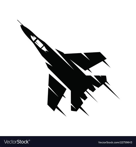 Fighter jet flying on a white background military Vector Image