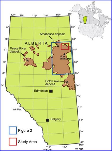 Location of oil sand deposits in northern Alberta and the study area... | Download Scientific ...