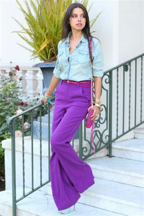 Light Blue Purple Outfit Purple Pants Outfit, Black Pants Outfit, Fashion 101, Fashion Outfits ...