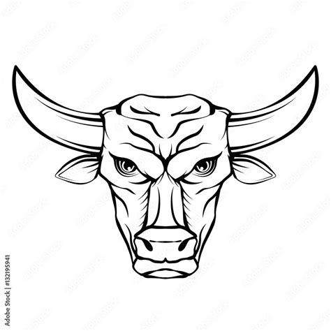 Vecteur Stock illustration vector outline of a bull head. | Adobe Stock