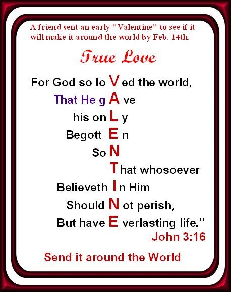 AS THE WIND BLOWS: 'Valentine' found within John 3:16!