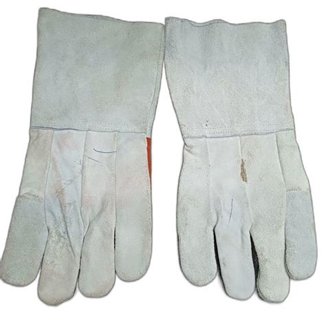 Leather(Buff/Split/Chrome) White and Red Safety Welding Gloves at Rs ...