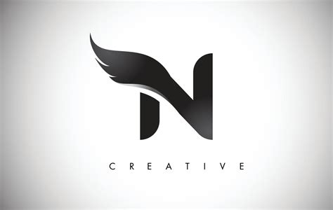 N Letter Wings Logo Design with Black Bird Fly Wing Icon. 5036928 ...