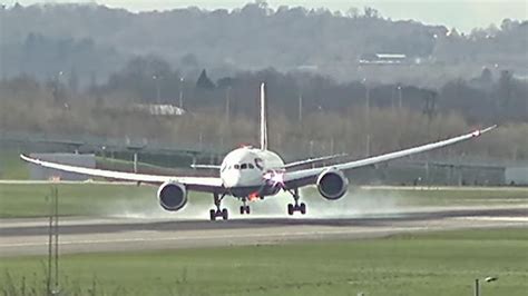 BA plane struggles to land at Heathrow Airport during strong winds | UK News | Sky News