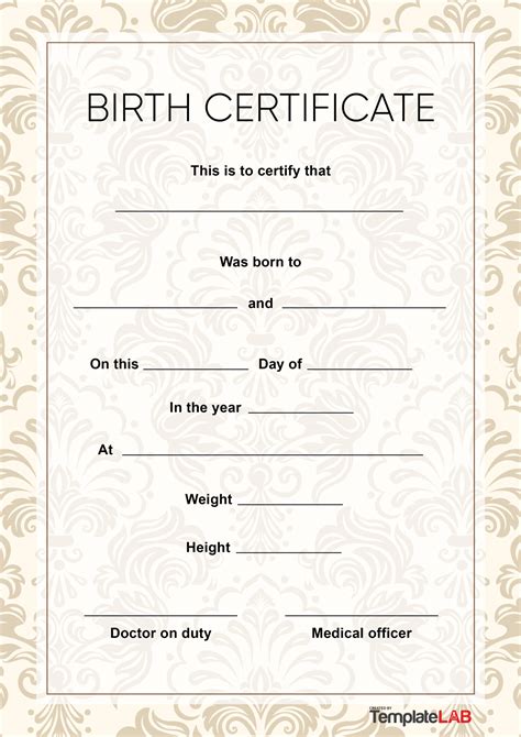 Printable Free Puppy Birth Certificate Template - Puppy And Pets