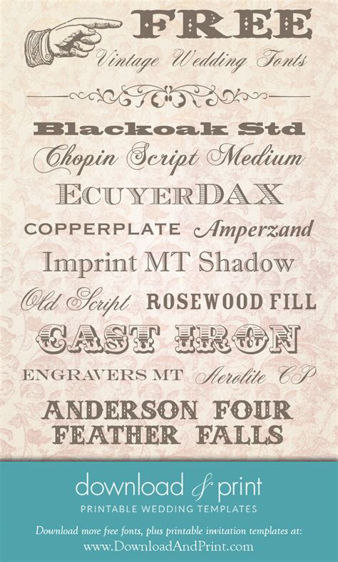 Free Vintage Wedding Fonts: Download and Print