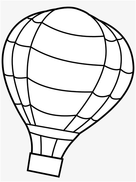 Hot Air Balloon Outline - Hot Air Balloon Line Drawing Transparent PNG ...