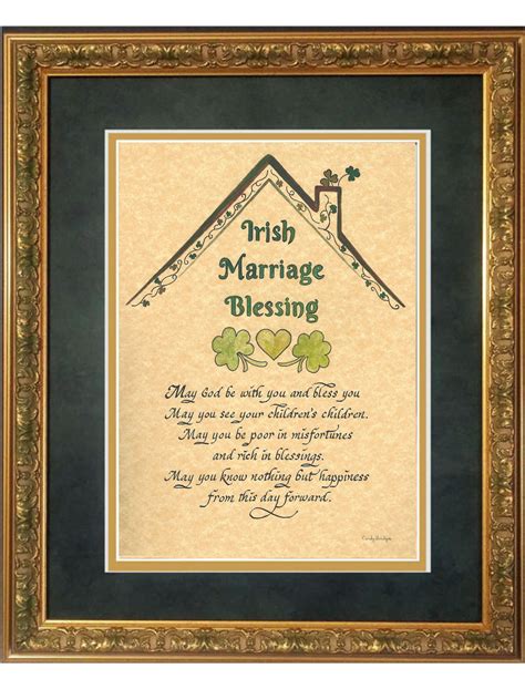 Irish Marriage Wedding Blessing for Bride and Groom with shamrocks and heart personalized and ...